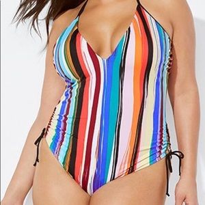 Technicolor Halter One Piece Swimsuit NWT